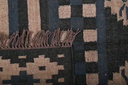 Tappeto arredamento casa rettangolare lana iuta tappeto soggiorno kilim fatto a mano tappeto nero 2