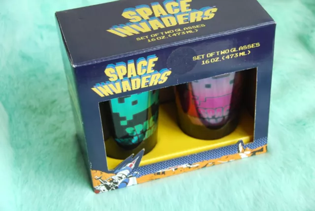 Taito Corporation Space Invaders Arcade Video Game 16 oz. Decorative Glasses Set