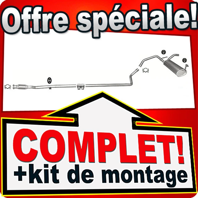 Ligne D'échappement Complète Pour Peugeot 107 1.4 HDI - Silencieux Et Kit De Montage