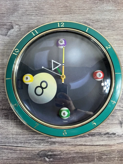 Yuanhe Billiards Pool Ball Clock - 14Inch Triangle Pool Table Cool Wall Clock Wi