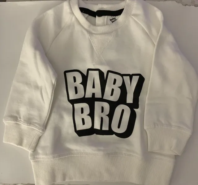 White Jumper - Novelty Slogan - Baby Bro - sz 12-18 months