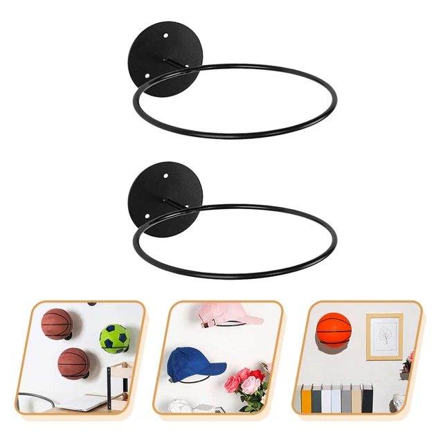 Supporto Da Parete Per Palloni (2 Pezzi) In Ferro Nero - Organizer Per Basket, Calcio, Pallavolo