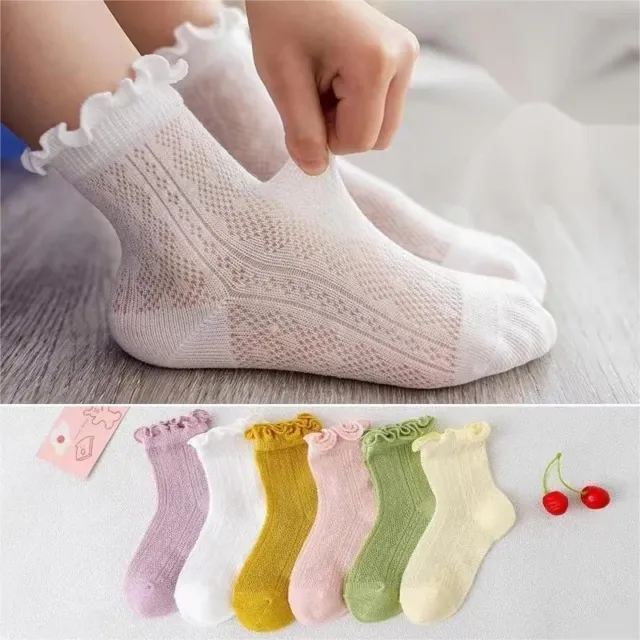3 x calzini alla caviglia morbidi morbidi in rete traspirante cotone pizzo per bambine Regno Unito