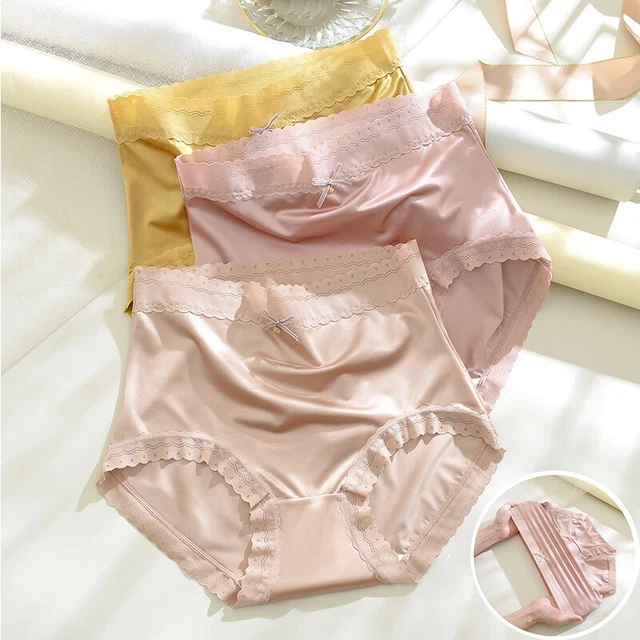 1X FEMME SATIN Soyeux Slip Triangle Taille Haute Culotte Grande