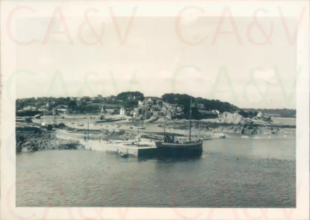 1950s Loguivy de la Mer Harbour from sea France 3.5x2.5" Orig photo