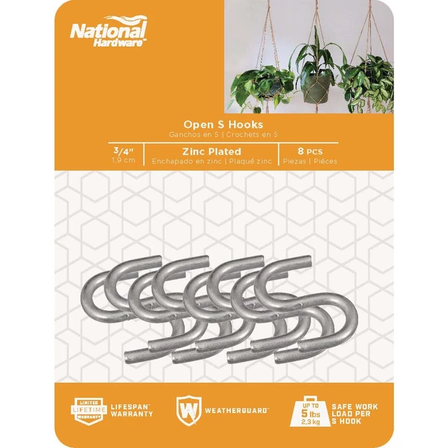 National 3/4 In. Zinc Heavy Open S Hook (8 Ct.) N121533 National N121533 2