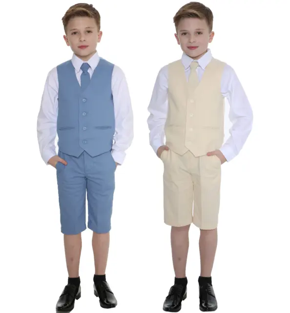 Boys Suits Linen Suit, 4 Piece Short Set Suit, Wedding Page boy Formal Baby Boys
