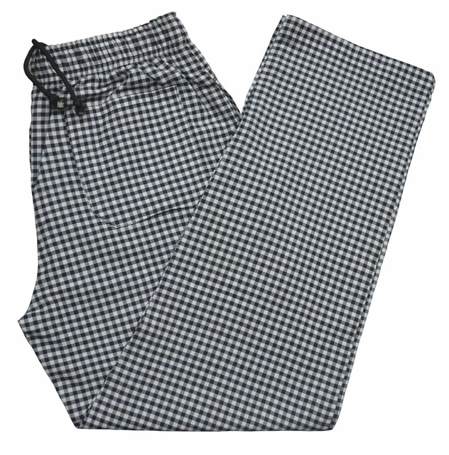 New Chef Trousers Check 100% Cotton 3 Pockets Elasticated Chef Check Trousers UK