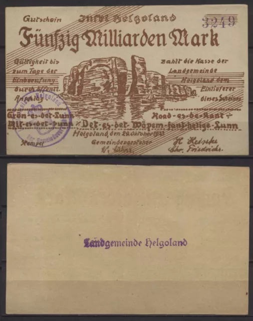 [25424] - Notgeld HELGOLAND,  Landgemeinde, 50 Milliarden Mark, 29.10.1923, Kell