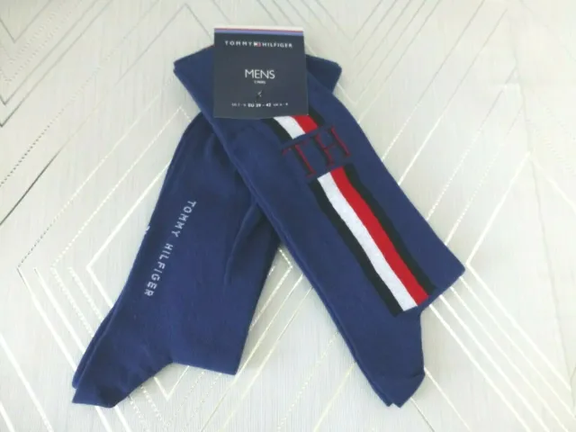 Luxury Sock Tommy Hilfiger Mens 2pk Deep Blue 2-Sizes Casual Smart Socks BNIP