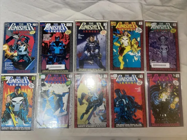 Punisher Armory 1,2,3,4,5,6,7,8,9,10. (Nm) Marvel Jim Lee Low Print Htf 1990 Lot