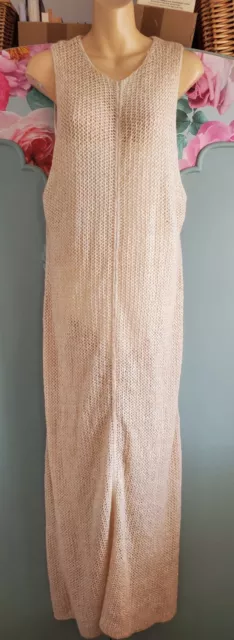 Sparkly ZARA Beige & Gold Chunky Knit Long Jumper Dress - Medium BNWT RRP £49.99