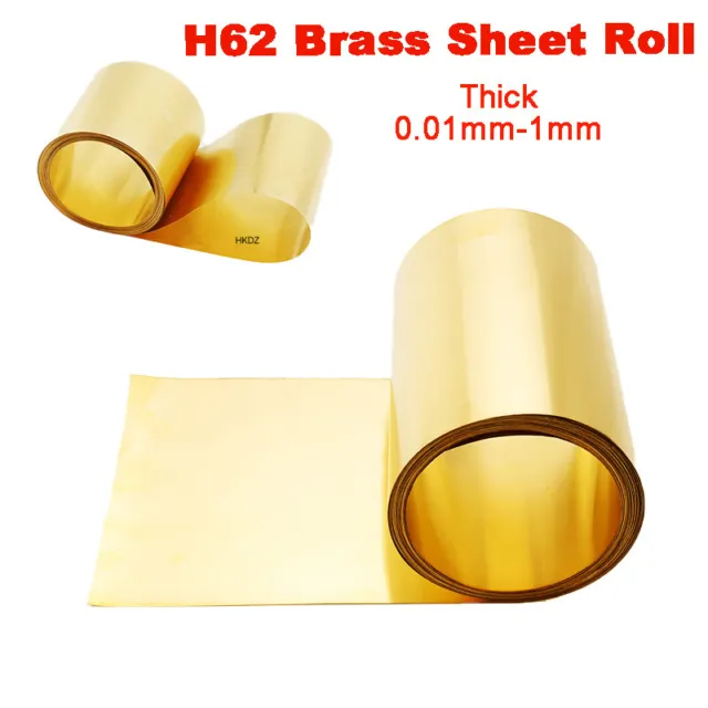 H62 Brass Sheet Roll Metal Foil Thin Panel Plate Strip Thick 0.01mm/0.02mm-1mm