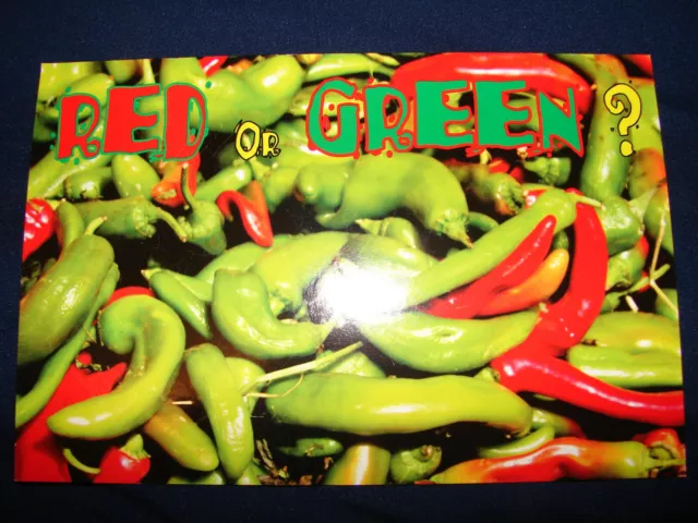 Red or Green Chile Hot Chili Peppers New Mexico Postcard