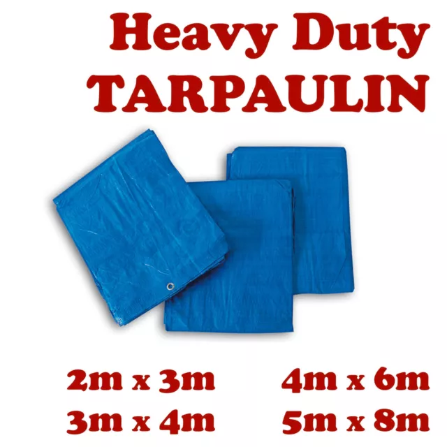 5 Sizes Of Heavy Duty Tarpaulin Waterproof Cover Tarp Ground Camping Sheet New B