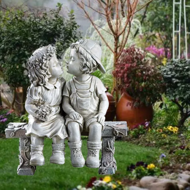Garten Jungen und Mädchen Statue Kissing Kids Skulptur Outdoor Home Decor