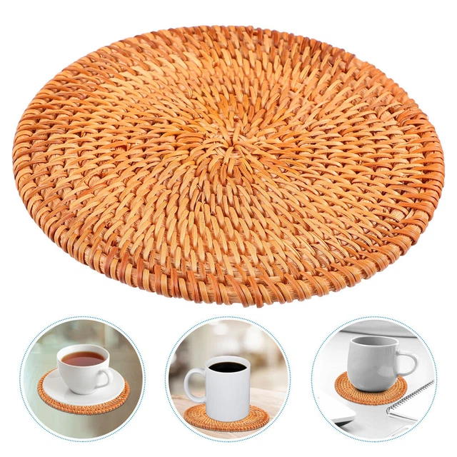 OSALADI Sottobicchieri in Rattan Intrecciati a Mano 4 Pezzi