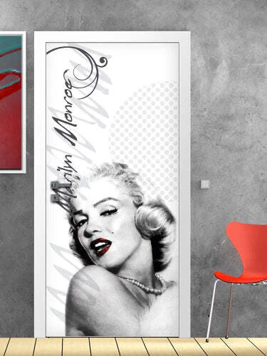 Decorazione adesiva Porta Marilyn White sticker lavabile pvc varie misure