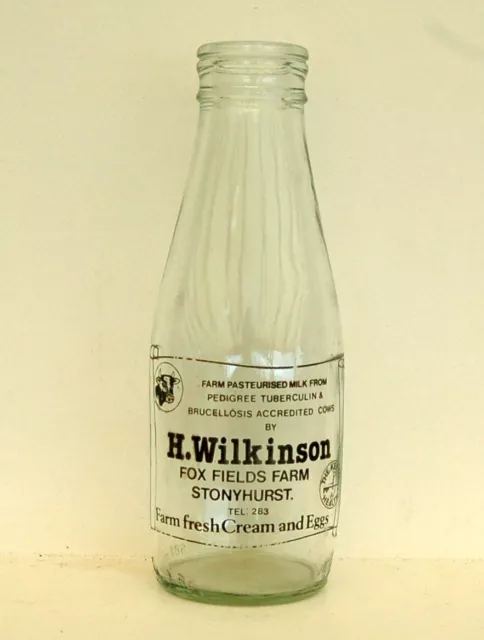 milk bottle : lovely old Wilkinson of Stonyhurst : dairy pint