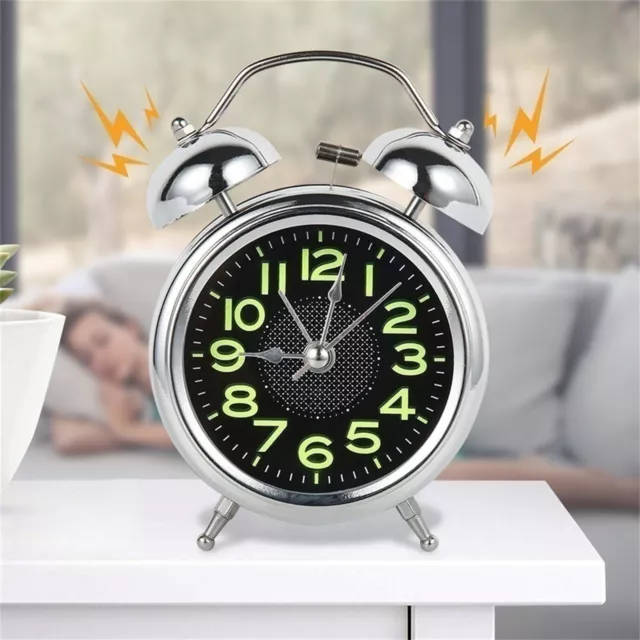 4 Inches Twin Bell Super Loud Alarm Clock With Nightlight For Heavy Sleepers CA 3