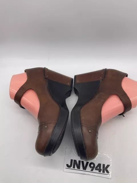 DANSKO FANNY BROWN Leather Mary Jane Studded Wedge Heels-Size 37/ 6.5 ...