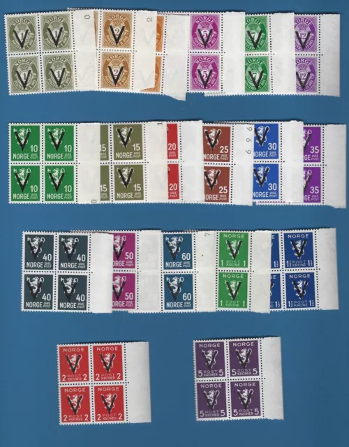 WKII Norwegen 1941 ,  Nr. 237-256Y ,  komplett in Viererblocks  **   !!