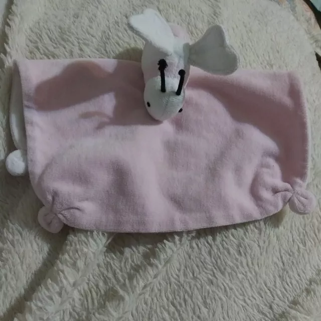 Burts Bees Baby Lovey Bumble Bee Plush Teething Knots Security Blanket Pink
