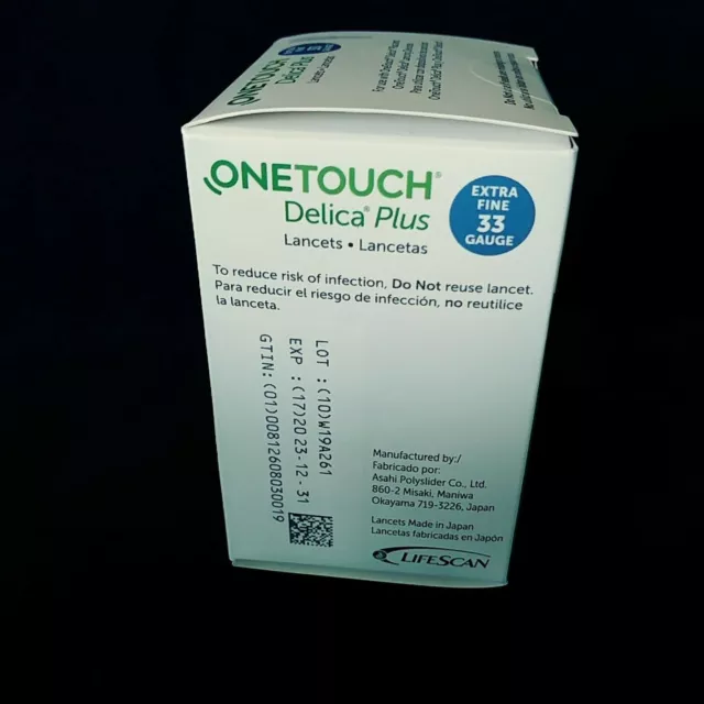 ONE TOUCH DELICA Plus Nuevas Lancetas Extra Finas Calibre 33 100 Estériles Exp. 31/12/2023 2