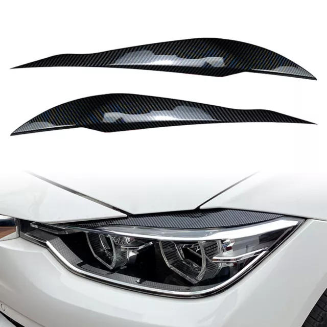 Headlight Eye Lid Eyebrow Cover For BMW 3 Series F30 F31 13-18 Carbon Fiber Look