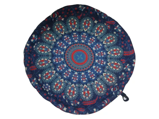 100% Cotton Set Of 2 Cushions Mandala Print Floral Retro Yoga Pouffe Navy