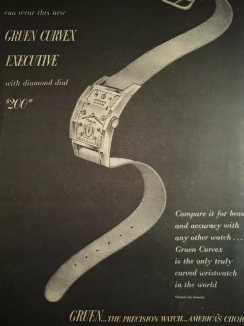 1946 Original Esquire Art WWII Era Art Ad Advertisement Gruen Watches