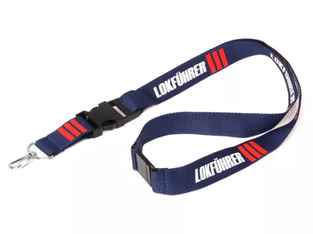 LOKFÜHRER Lanyard • Schlüsselband mit gedrucktem Motiv • Blau mit roten Streifen