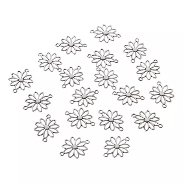 60pcs Antique Silver Daisy Flower Pendants  for Jewelry Making