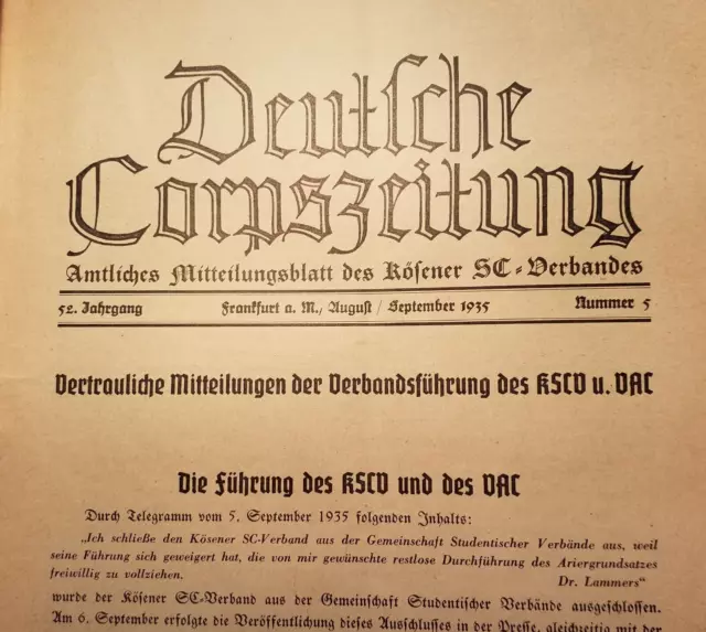 Deutsche Corpszeitung - DCZ - 1935 Nr 5 - KSCV - Ausschluss / Studentika 2