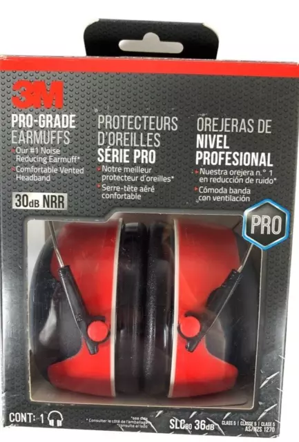 3M Pro-Grade 90565 ‎Black Red Lawn & Garden Noise-Reducing Earmuff NRR 30dB