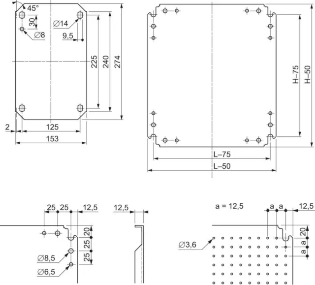 Schneider Electric Montageplatte Mikroperf. NSYMF86 Verteilergehäuse Stahl