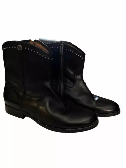 Frye Melissa Stud Short Black Leather Boots women SZ 9 3477890 EXC Plus!