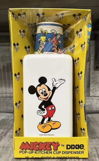 Vintage 1986 Disney Mickey Mouse Dixie Cup Dispenser Pop Up Bathroom Kitchen