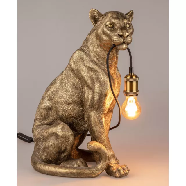 Lampe Löwe 51 cm Antik-Gold Raubkatze Tier Tischlampe formano 770981 Dekolampe
