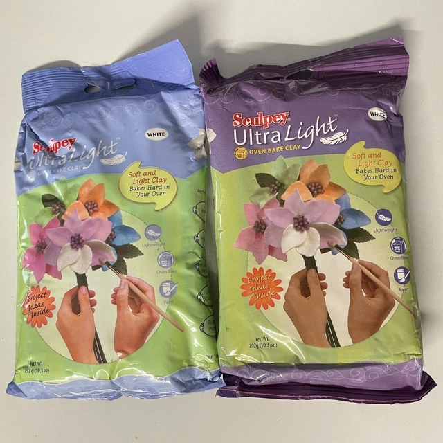 Paquetes de 2 paquetes de arcilla de polímero ultraligero Sculpey 10,3 oz arcilla para hornear horno blanco