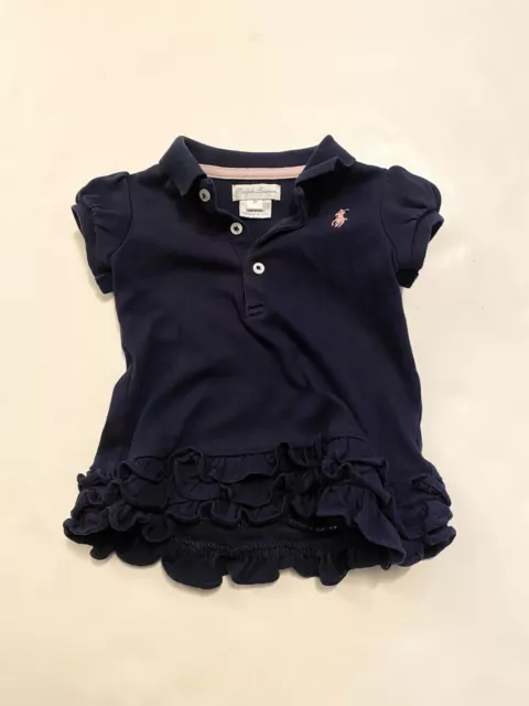 Girls Toddlers Ralph Lauren Rubble Polo Dress Size 3M Navy Blue