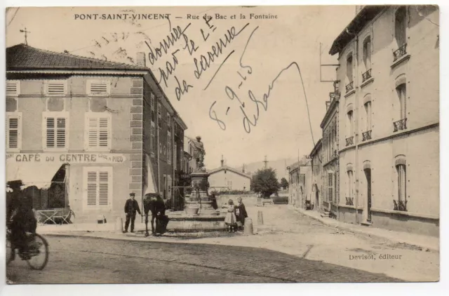 PONT SAINT VINCENT - Meurthe et Moselle - CPA 54 - café du centre - Fontaine