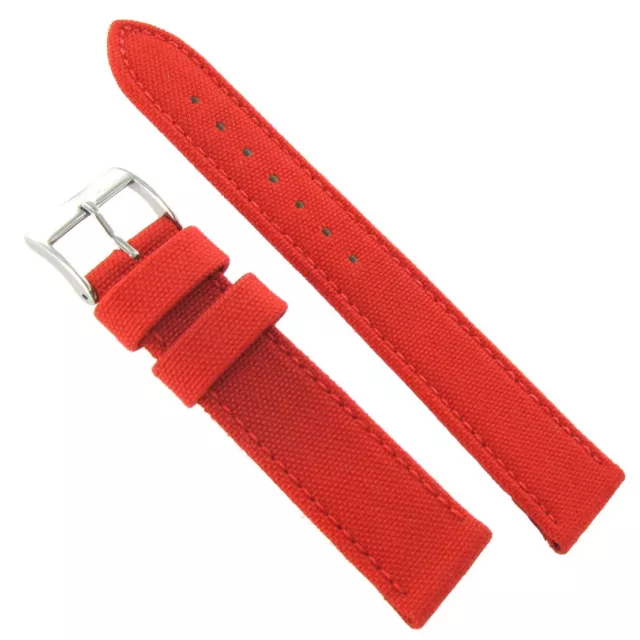 24mm Morellato Padded Stitched Genuine Cordura Canvas Bright Red Watch Band 2