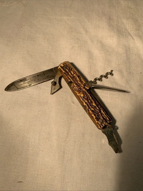 Couteau Multifonctions PRADEL Vintage – Manche Nacre, Lame Inox, Tire-bouchon, 1960