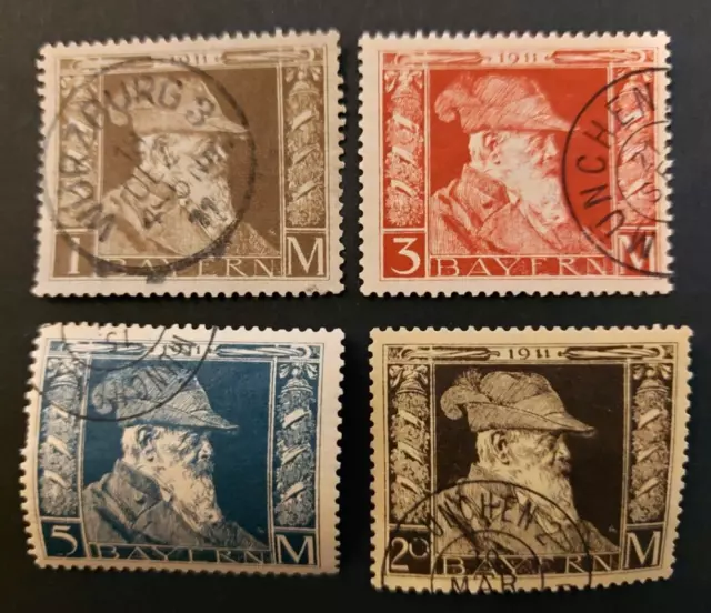 Bayern Stamps 1911 Type 1 Mi#86-88-89-91 Wz4  Used  (G7)