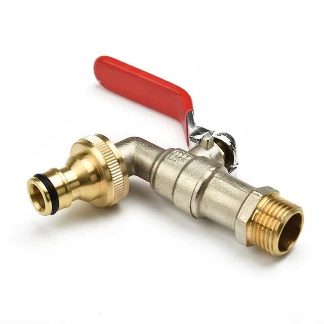 Faucet Outlet Garden Tap Ball Valve Faucet Red Handle 1/2 X 3/4 X 3/4 BSP
