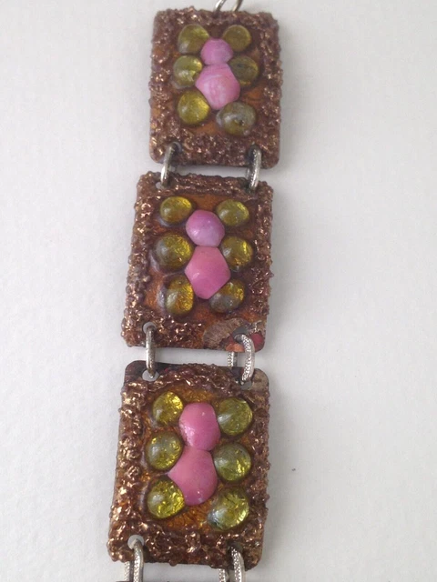 Bracelet Vintage En émaux De Limoges Signé R. Gulet - Occasion - Style émaillé