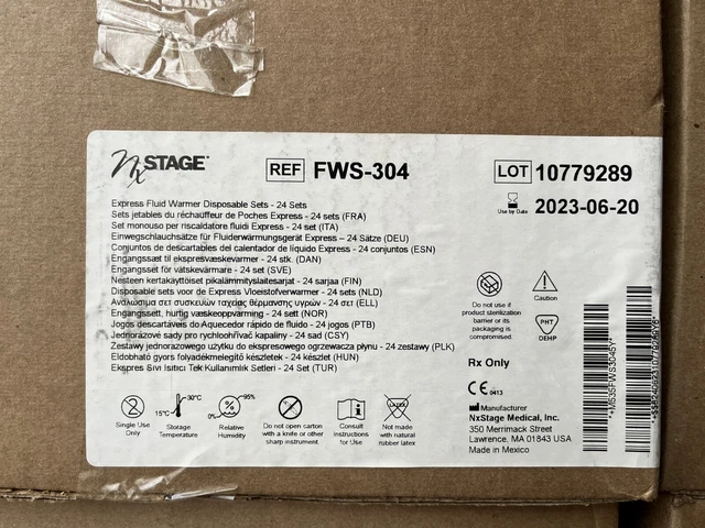 NxStage FWS-304 Express Fluid Warmer Disposable Sets - 24 pc /EXP 06-23