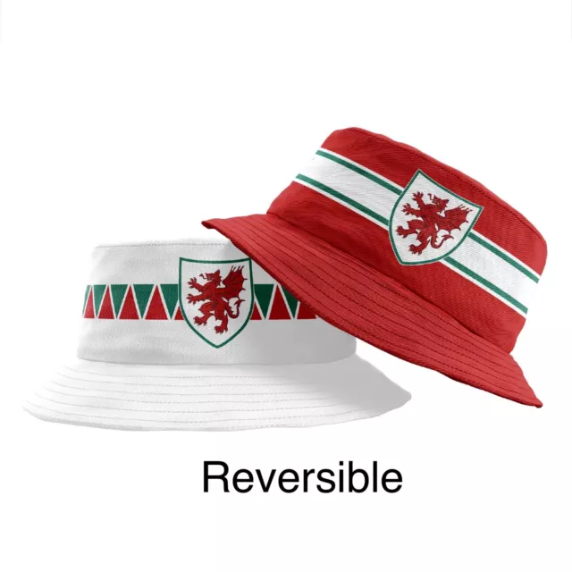 Wales Red/White Reversible Welsh Bucket Hats Football Rugby 3 Sizes UK Seller