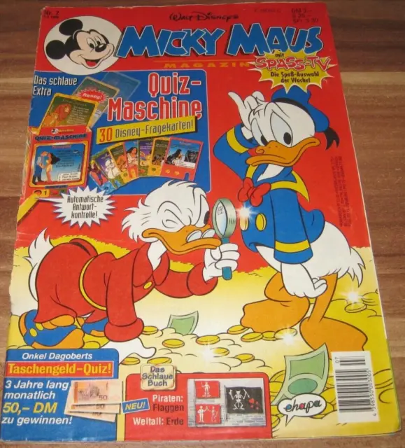 Micky Maus 1996 Nr. 7 Beilage Quiz Maschine 30 Disney Karten Ehapa Comic Heft Z3